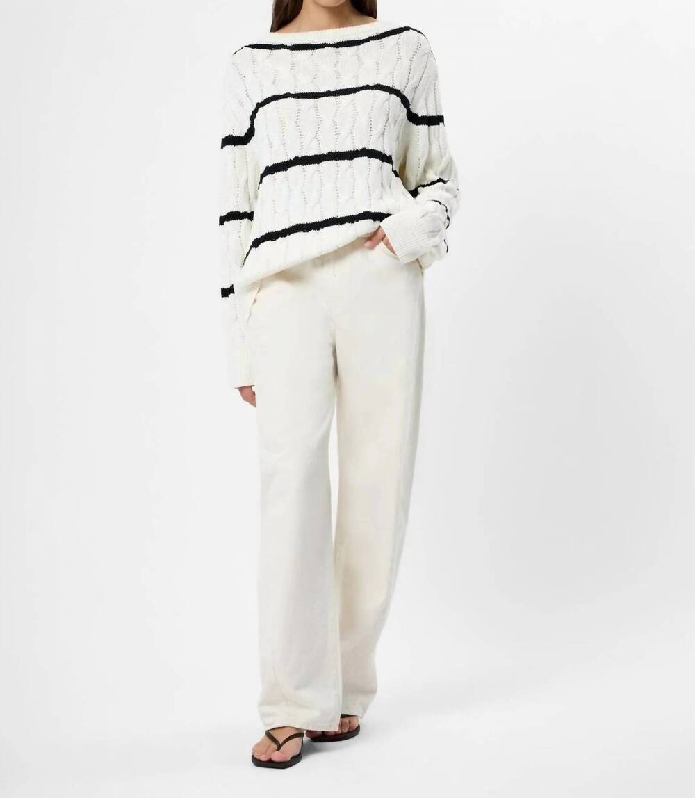 NEW FRENCH CONNECTION mozart pullover sweater in porcelain cream/black